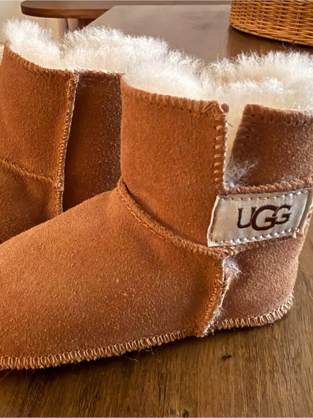UGG Kids Chestnut Shearling-Lined One-Piece Footies